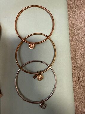 Coach Mixed Metal Charm Bangle Set - Gold & Silver